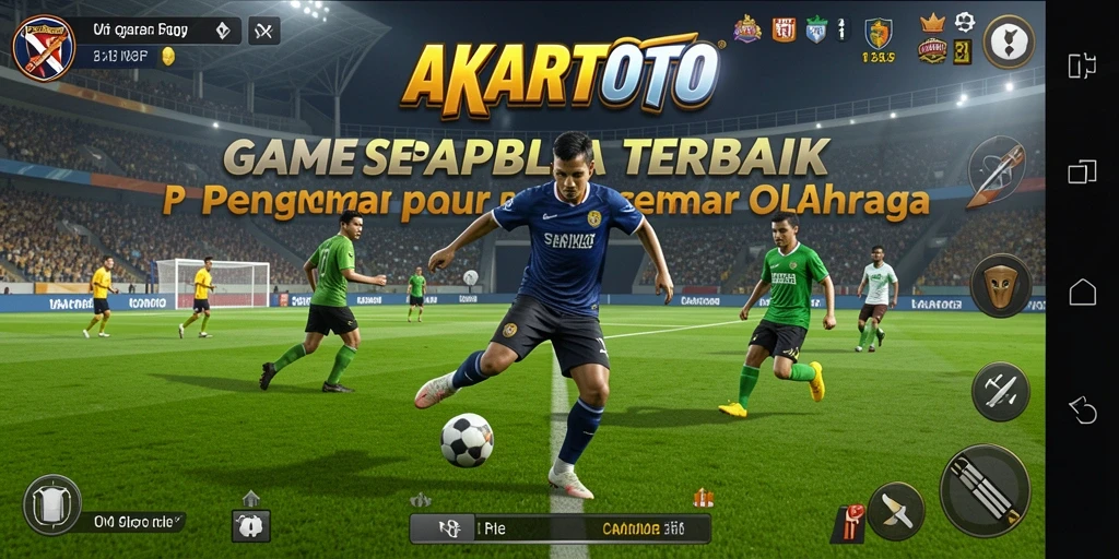 Tampilan gameplay AKARTOTO yang mendebarkan di dalam lapangan sepak bola.