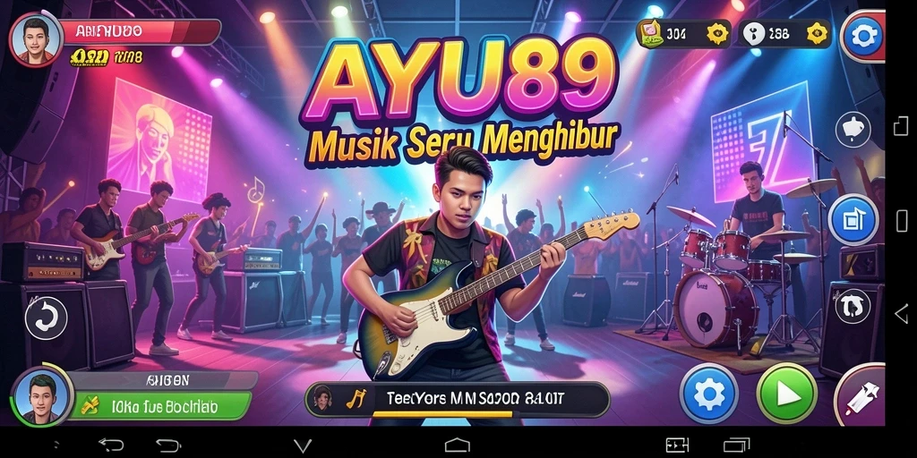 Screenshot utama AYU89 menampilkan pemain yang sedang menikmati permainan musik.