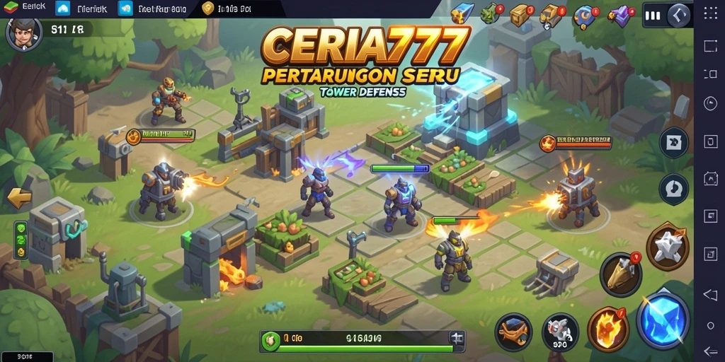 Tangkapan layar CERIA777 menampilkan aksi seru dalam strategi Tower Defense.