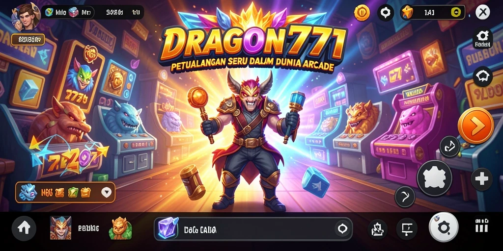 Screenshot utama DRAGON777 menampilkan aksi seru dalam permainan Arcade.