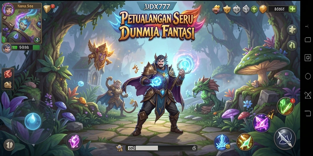 Tampilan gameplay <strong>IDX777</strong> saat pemain menjelajahi dunia petualangan.