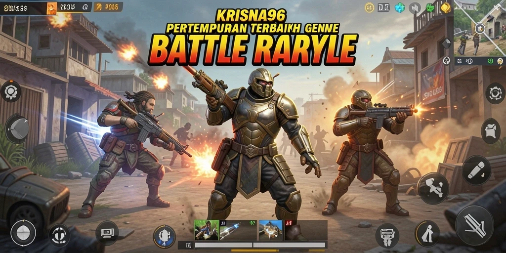 Screenshot gameplay <strong>KRISNA96</strong> menampilkan pertempuran seru antara pemain di arena.
