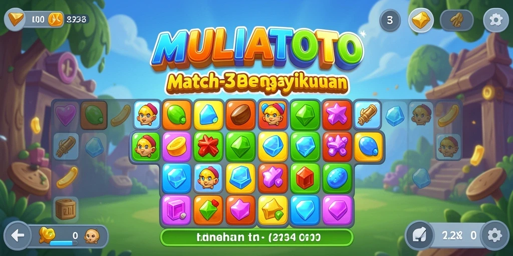 Screenshot gameplay MULIATOTO yang penuh warna dan seru.