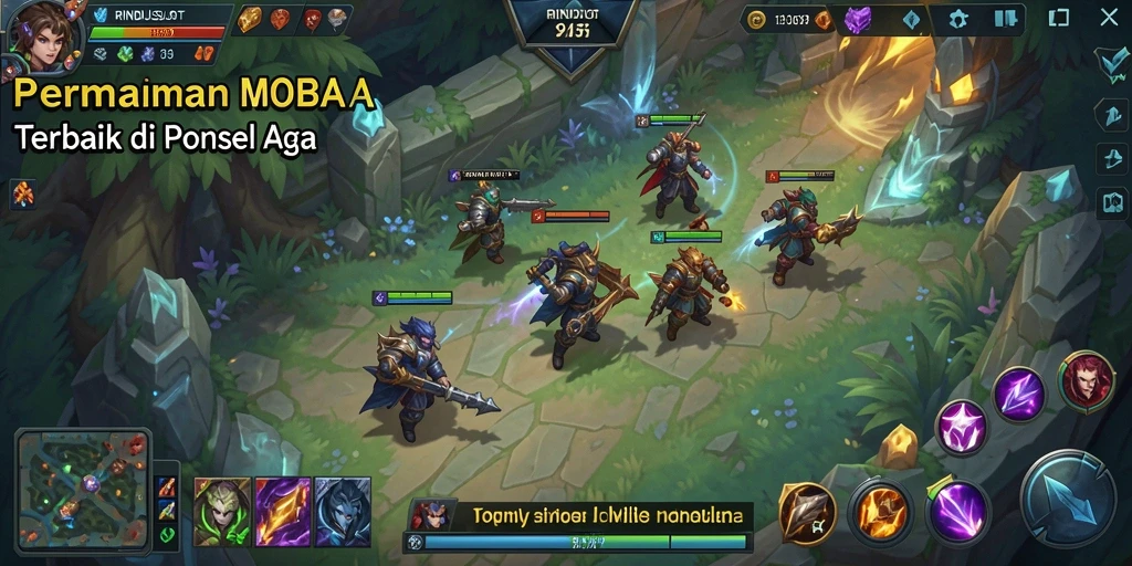 Screenshot RINDUSLOT menampilkan aksi seru di medan perang MOBA.