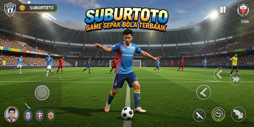 Screenshot SUBURTOTO menampilkan aksi mendebarkan dalam permainan sepak bola.