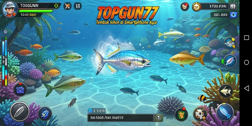 Screenshot utama TOPGUN77 menampilkan gameplay seru Tembak Ikan.