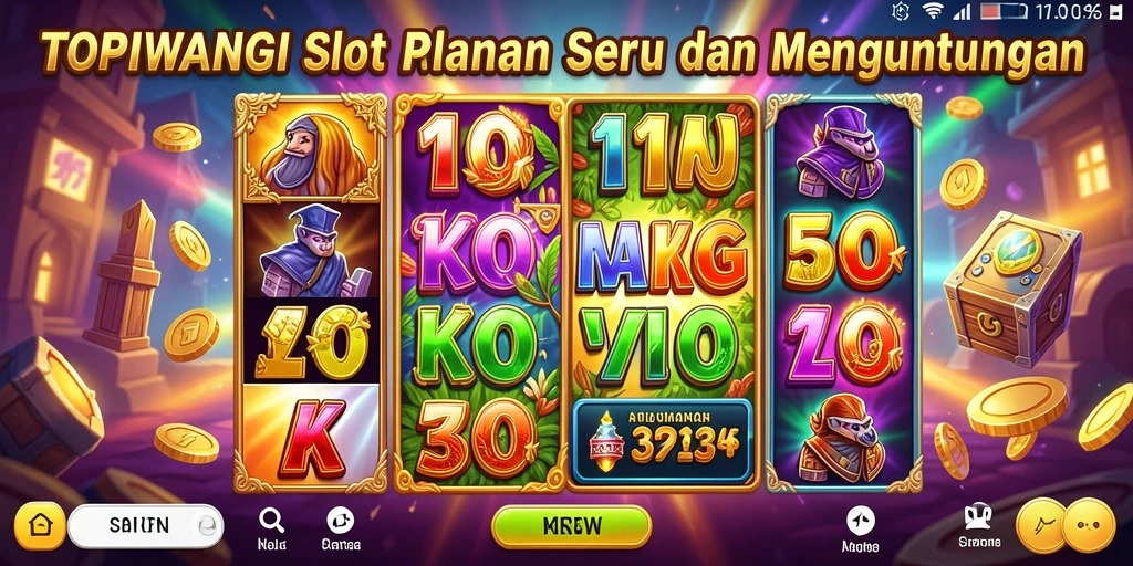 Screenshot gameplay utama TOPIWANGI menampilkan suasana slot yang menarik.